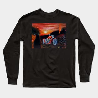 Hawaiian volcano motorcycle Long Sleeve T-Shirt